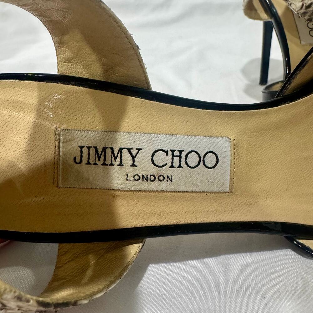 Jimmy Choo Python Snakeskin Patent Leather Ankle Strap Heels EU 39 - Picture 3 of 10